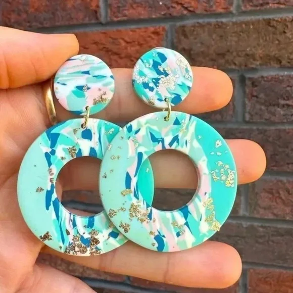 Gaze Marble Light Blue Earrings - Picture 4 of 5